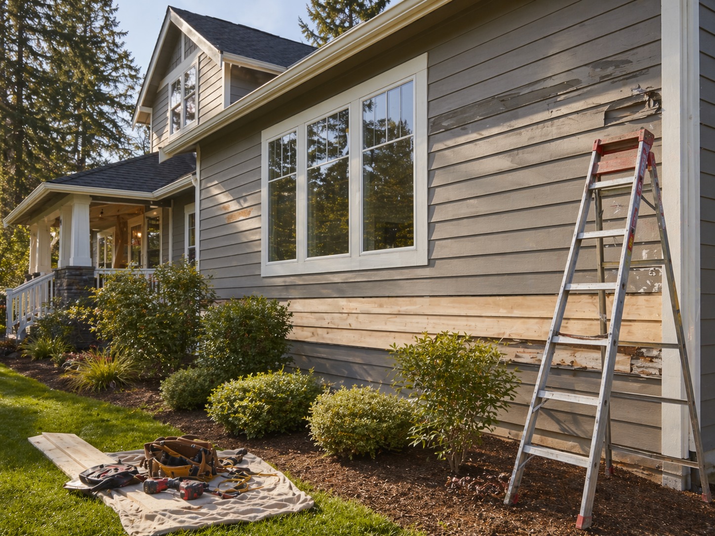 Exterior siding repair work